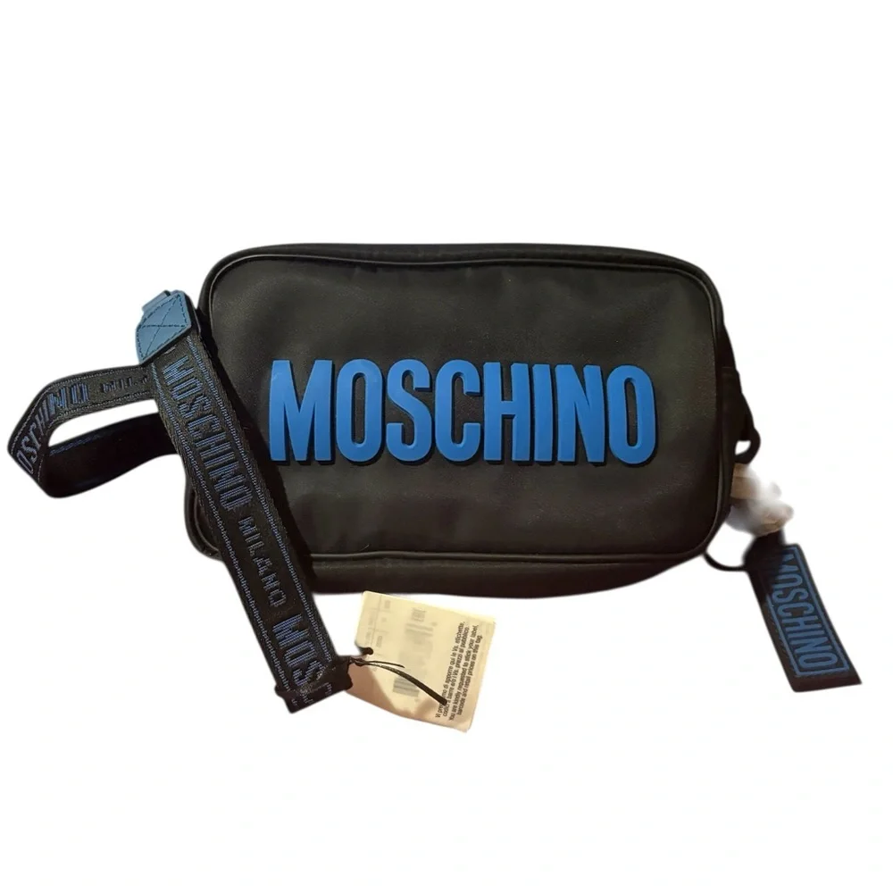 Moschino Logo Messenger Bag with Blue Logo New with Tags